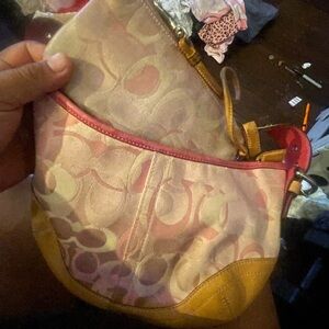Coach Pink and Tan Shoulder Bag
